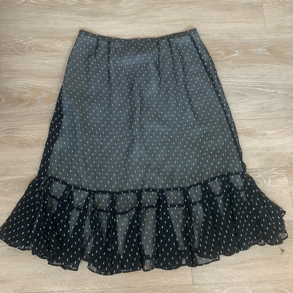 Ann Taylor Black Skirt with White Dots Size 10 - Picture 2 of 3